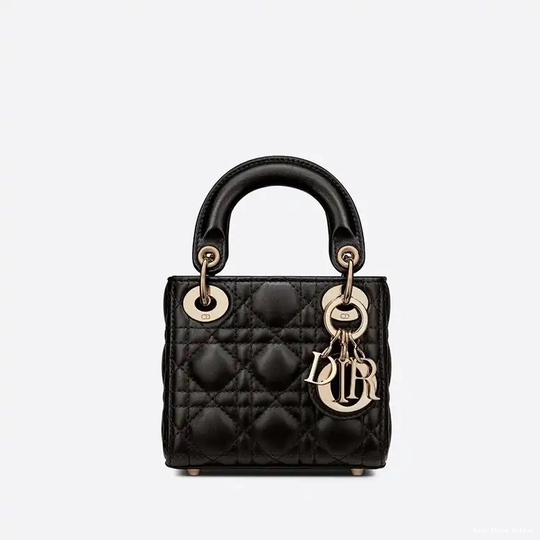Lady Cannage Bag Lambskin Black Dior Micro 0505 Hot Sale